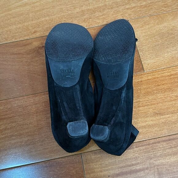 Stuart Weitzman Black Suede bow Low Heel Pumps Size 9.5 - Picture 6 of 9